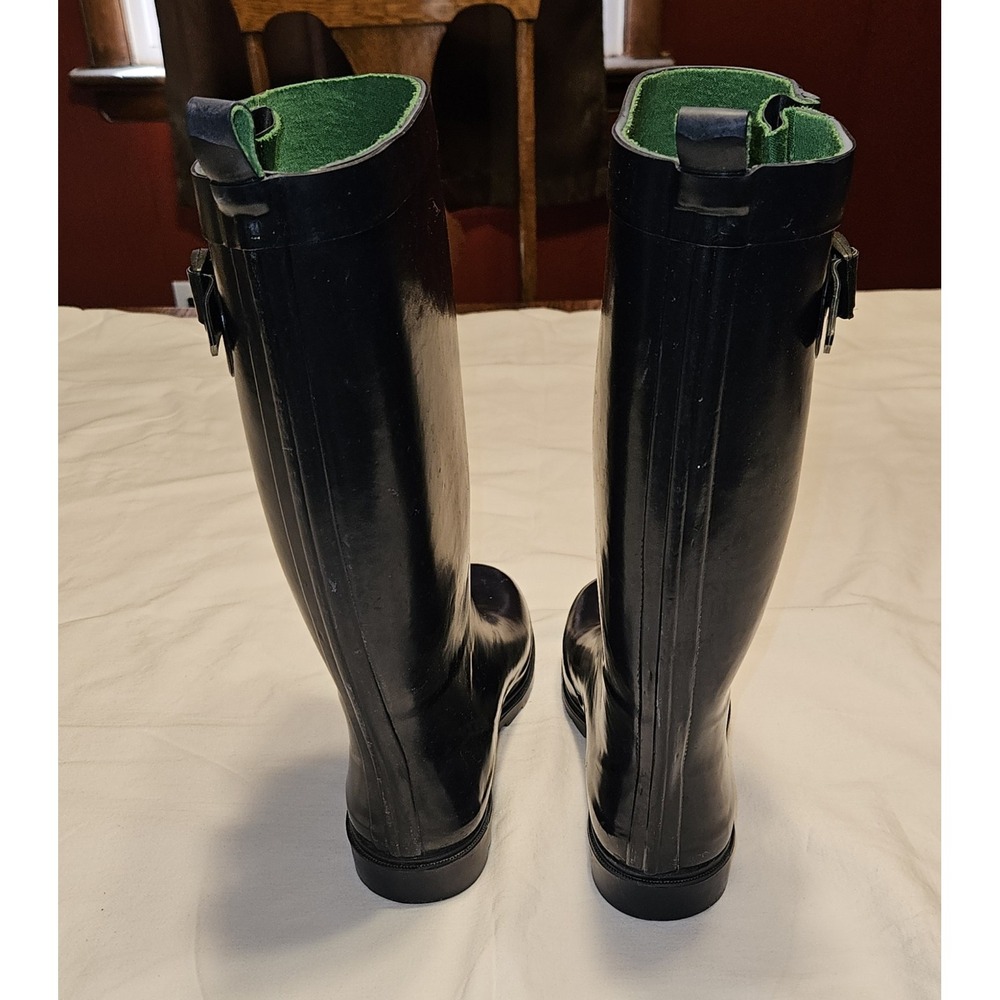 Capelli New York Navy Blue Rain Boots Size 7 Rubber Green Lining Pre-Owned - Picture 5 of 7